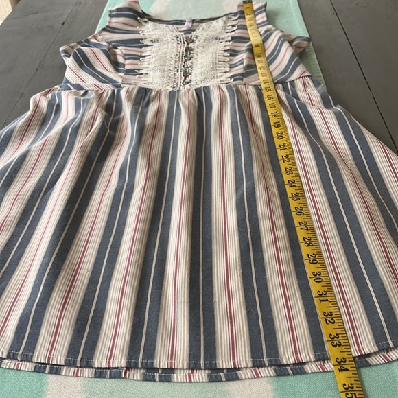 Xhilaration Boho Striped Lace Front Sleeveless Cinch Waist Dress - Picture 8 of 9